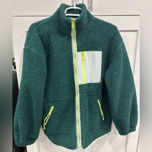Universal Thread Teal Sherpa Jacket with Lime Accents